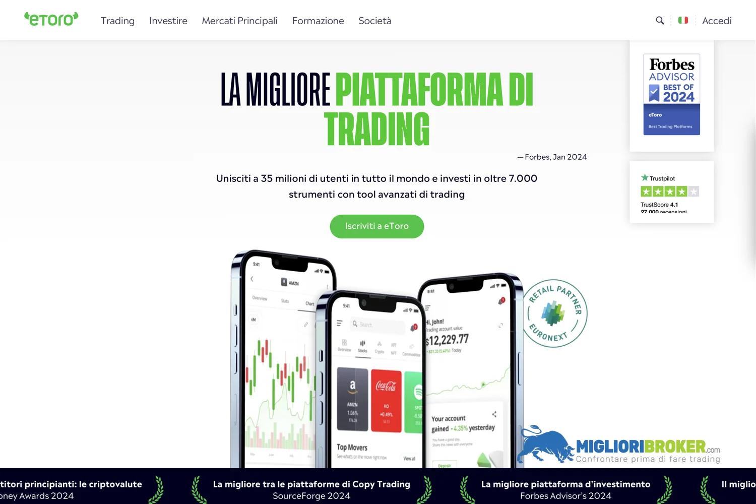 Qual è l'app mobile offerta da eToro?